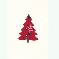 Handmade Christmas Card Red Tree Print Tree
