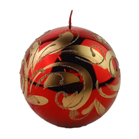 Red Metallic and Gold Florentino Ball Candle 12cm