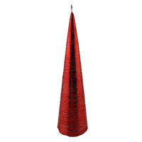 Red Metallic Brushed Cone Candle 30 x 8 cm