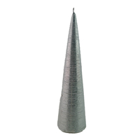 Silver Metallic Brushed Cone Candle 30 x 8 cm