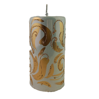 White Metallic and Gold Florentino Pillar Candle 