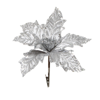 Silver Poinsettia Clip 25cm
