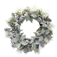 Frosted Mint  Poinsettia Wreath 60cm