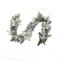 Frosted Mint Poinsettia Garland 180cm