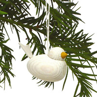 White Timber Hanging Bird 4cm