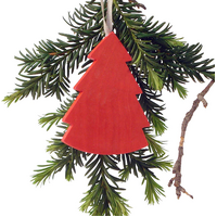 Red Wooden Tree Decoration 8.5cm