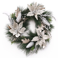 Silver Poinsettia Wreath 65cm