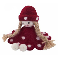 Felt Red Doll With Spots Christmas Decoration. 9cm