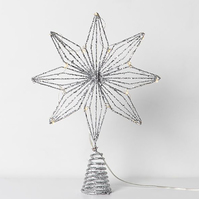 Lumi Silver Star Illuminated Tree Topper 20cm