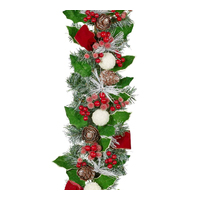 Red Holly Pinecone Garland Long 185cm