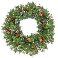 Wintry Pine Wreath with LED 76 cm