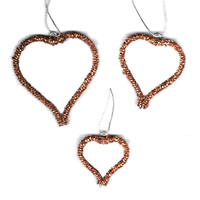 Bronze Beaded Hearts - Set of 3