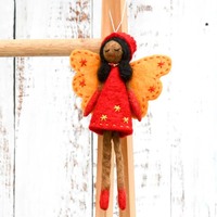 Red Felt Hanging Fairy 18cm