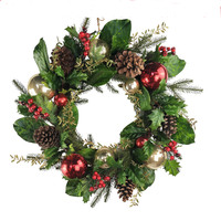 Traditional Red  and Gold Wreath 65cm