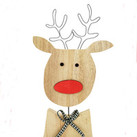Wooden Reindeer with Red Nose