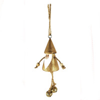 Santa  with Bell White and Gold  Hanging Decoration 11cm