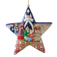 Nativity Star Hanging Christmas Ornament  12cm