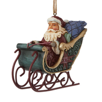 Santa in Sleigh  Hanging Christmas Ornament  8cm