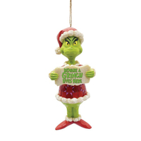 Beware a Grinch Lives Here  Christmas Hanging Decoration 13cm