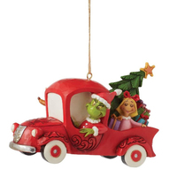 Grinch in Red Truck Christmas Hanging Decoration 7.5cm