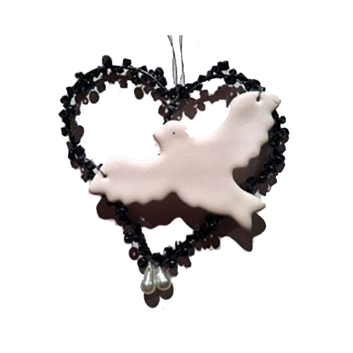 Beaded Heart With Dove