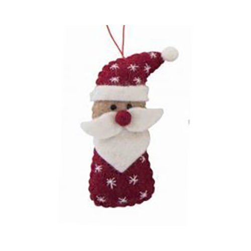 Felt Santa With Snowflake Design Christmas Decoration. 9cm