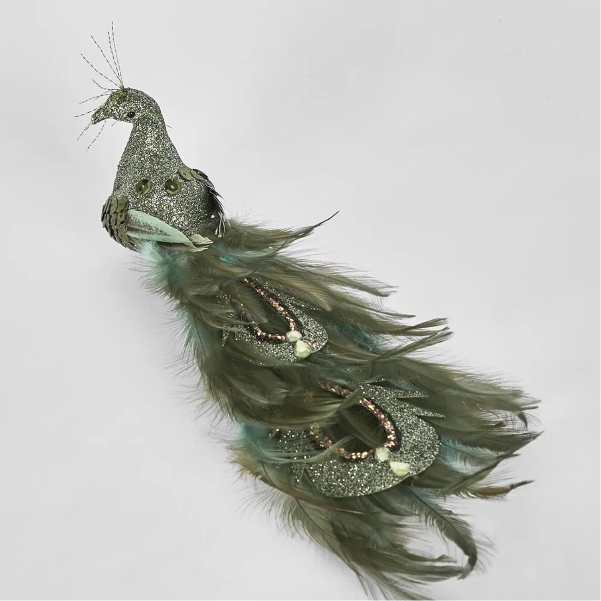 Buy Nayle Green Clip on Peacock for Christmas Tree 27 x 8 x 8 cm in