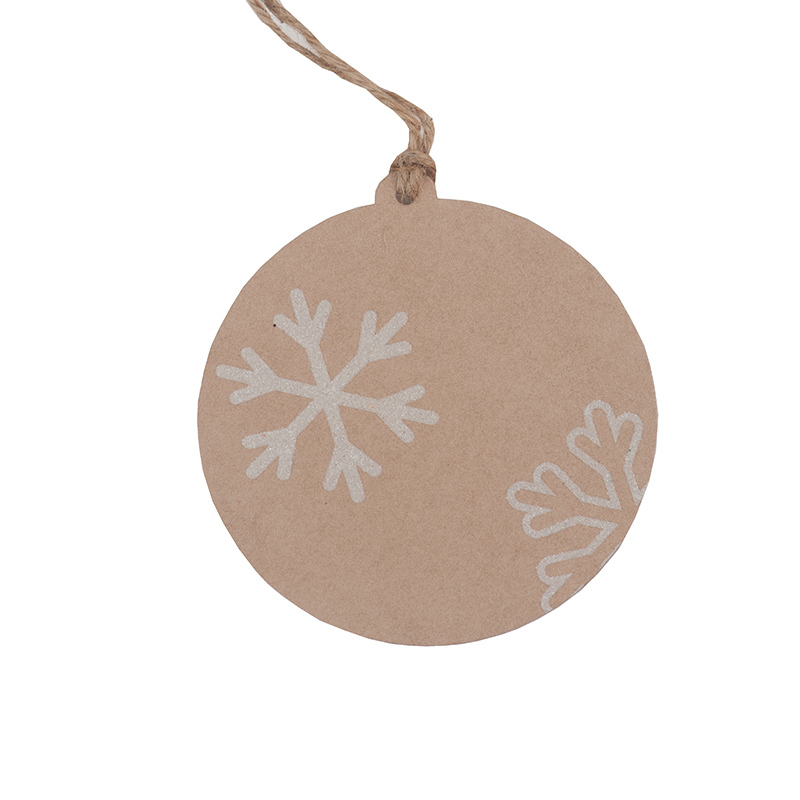 5 glitter snowflake natural gift tags round 8cm