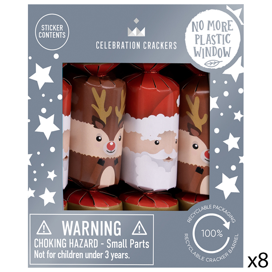 Buy Santa and Reindeer Mini Christmas Crackers 8pk in Australia Real