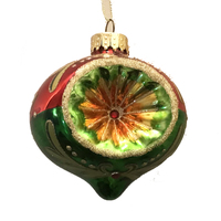 Vintage Red Green 8cm Bauble - Onion Shape