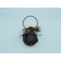 Antique Brown 9cm Bell  with Berries and Twine Door Hanger