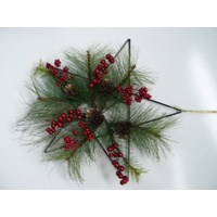 Budget Metal Star with Greenery, Gold Pinecone &  berries 42cm