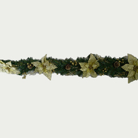 Gold Poinsettia Pine and Berry Garland  180cm