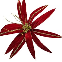 Modern Red Christmas Flower Stem with Gold Detail
