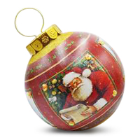 40cm Red  Frosted Santa Bauble with 10 Crystal Lights
