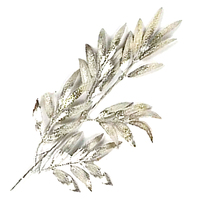 Glitter Silvery Champagne Metallic Leaf Pick