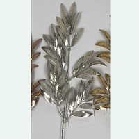 Glitter Silvery Champagne Metallic Leaf Pick