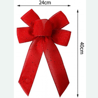 Red Burlap Bow with Glitter 24 x 40cm