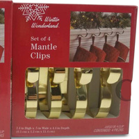 Simple Gold Metal Christmas Stocking Mantel Hanger Set