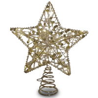 Gold Star with Beads LED Christmas Tree Topper 28cm
