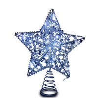 Silver Star with Beads LED Christmas Tree Topper 28cm