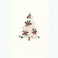 Handmade Christmas Card Holly Print Tree