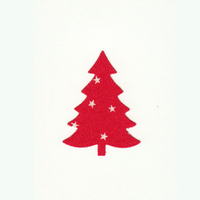 Handmade Christmas Card Red  Star Print Tree
