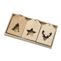 Natural Timber Cutout Tags 9pc 16cm