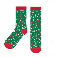Christmas Green Candy Cane  Socks
