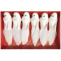 White Bird with Sequin Clip on 6pc 12cm