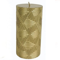 Embossed Gold Geometric Candle 15cm