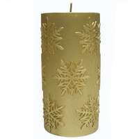 Embossed Gold Snowflake  Candle 15cm