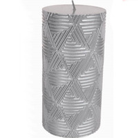 Embossed Silver Geometric Candle 15cm