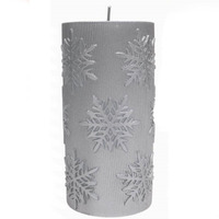 Embossed Silver Snowflake Candle 15cm